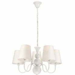 Lamkur Kronleuchter MADISYN Weiß Stoff 5-flmg Esszimmer* Hängelampen|Esszimmer Lampen