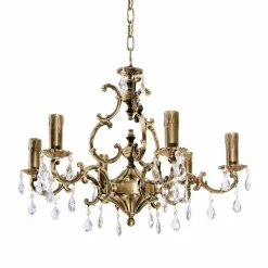 Giovanni Battista Kronleuchter Messing Kristall Ø 65 cm 6-flammig E14 in Bronze* Jugendstil Lampen|Kristalllampen