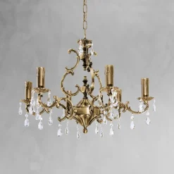 Giovanni Battista Kronleuchter Messing Kristall Ø 65 cm 6-flammig E14 in Bronze* Jugendstil Lampen|Kristalllampen