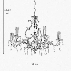 Giovanni Battista Kronleuchter Messing Kristall Ø 65 cm 6-flammig E14 in Bronze* Jugendstil Lampen|Kristalllampen