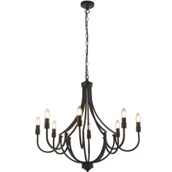 Searchlight Kronleuchter Metall Ø 75 cm 8-flammig E14 Schwarz Rustikal* Hängelampen|Wohnzimmerlampen