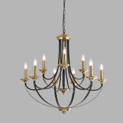 Hot Searchlight Kronleuchter Metall Ø 78 cm 9-flammig E14 in Bronze JORGE