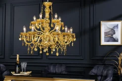 Invicta Interior Kronleuchter Metall Acryl L:80 cm E14 Kerzen Klassisch* Hängelampen|Kronleuchter