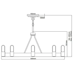 Hot Elstead Kronleuchter Metall E27 D: 82,9 cm H: max. 122,5 cm