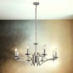 Sale Searchlight Kronleuchter Metall 8-flammig E14 Chrom Ø 72 cm AMANDA