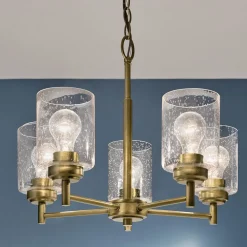 Discount Elstead Kronleuchter Metall Glas 50,2 cm breit H: max. 144,4 cm