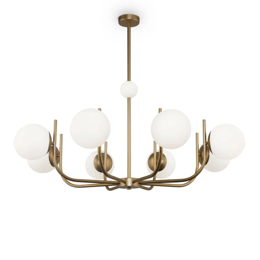 Maytoni Kronleuchter Metall Glas 103 cm breit in Messing Weiß* Deckenleuchten|Esszimmer Lampen