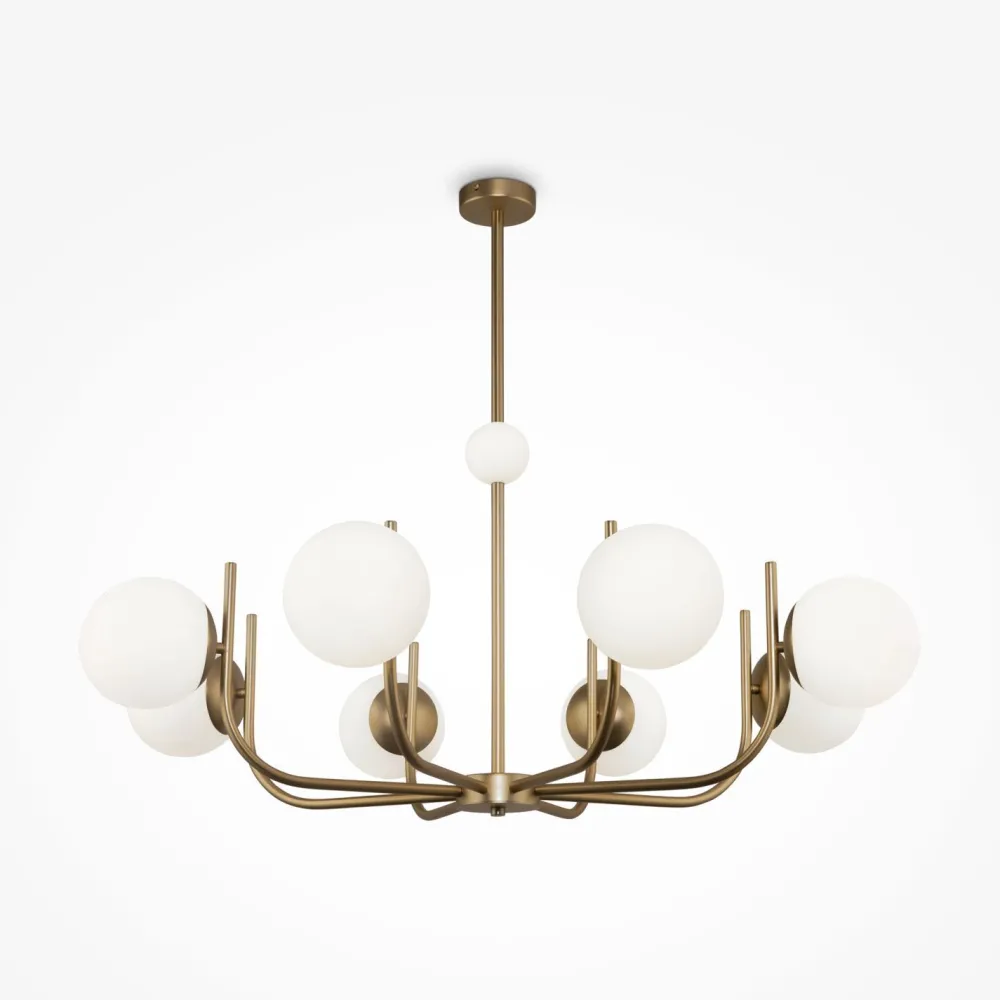 Maytoni Kronleuchter Metall Glas 103 cm breit in Messing Weiß* Deckenleuchten|Esszimmer Lampen