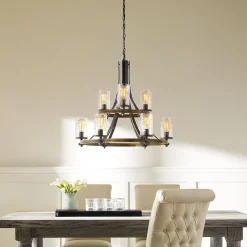 Elstead Kronleuchter Metall Glas E27 Ø 82,9 cm groß Rustikal* Wohnzimmerlampen|Esszimmer Lampen