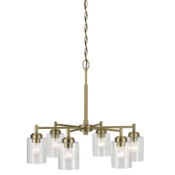 Elstead Kronleuchter Metall Glas B: 66 cm H: max. 145,2 cm 6x E27* Hängelampen|Wohnzimmerlampen