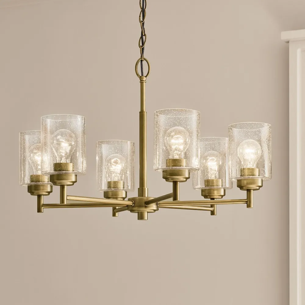 Elstead Kronleuchter Metall Glas B: 66 cm H: max. 145,2 cm 6x E27* Hängelampen|Wohnzimmerlampen