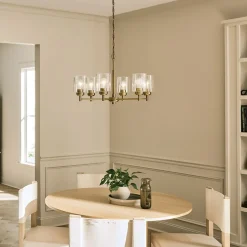 Elstead Kronleuchter Metall Glas B: 66 cm H: max. 145,2 cm 6x E27* Hängelampen|Wohnzimmerlampen