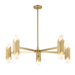 Outlet Elstead Kronleuchter Metall Glas E14 B: 106,7 cm in Messing antik Weiß