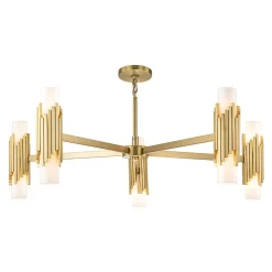 Outlet Elstead Kronleuchter Metall Glas E14 B: 106,7 cm in Messing antik Weiß