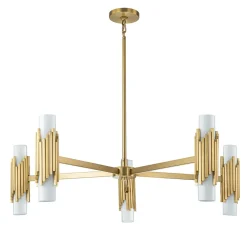 Outlet Elstead Kronleuchter Metall Glas E14 B: 106,7 cm in Messing antik Weiß