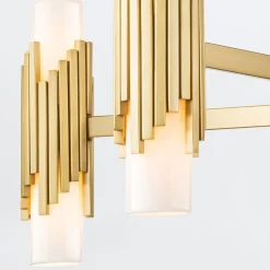 Outlet Elstead Kronleuchter Metall Glas E14 B: 106,7 cm in Messing antik Weiß