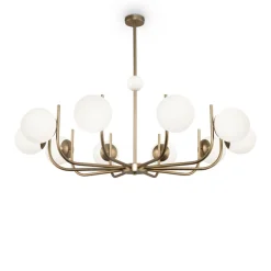 Discount Maytoni Kronleuchter Metall Glas B: 116 cm in Messing Weiß E14