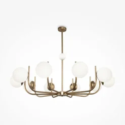 Discount Maytoni Kronleuchter Metall Glas B: 116 cm in Messing Weiß E14