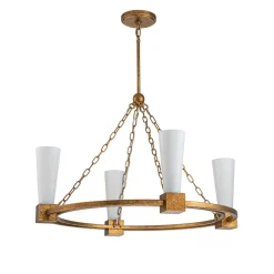 Hot Elstead Kronleuchter Metall Glas 83,8 cm breit H: max. 205,7 cm Ring