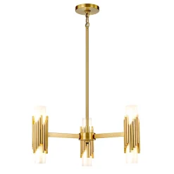 Elstead Kronleuchter Metall Glas B: 66 cm H: max. 141,4 cm 6x E14* Hängelampen|Wohnzimmerlampen