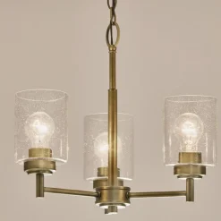 Elstead Kronleuchter Metall Glas 45,8 cm breit H: max. 140,3 cm* Hängelampen|Wohnzimmerlampen