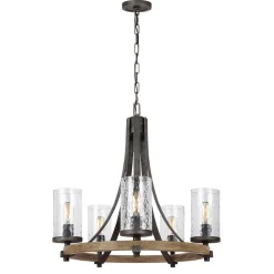 Elstead Kronleuchter Metall Glas D: 61 cm rund Rustikal* Hängelampen|Esszimmer Lampen