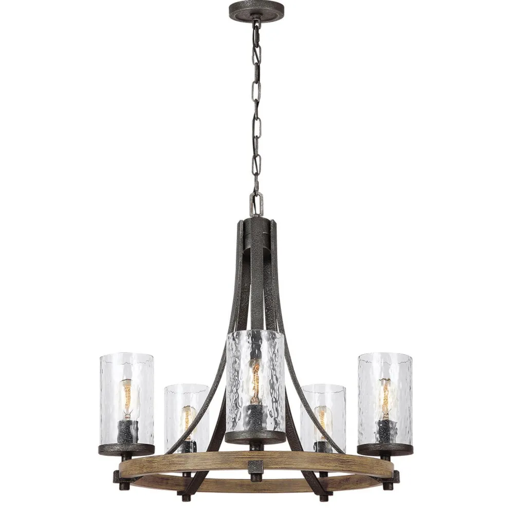 Elstead Kronleuchter Metall Glas D: 61 cm rund Rustikal* Hängelampen|Esszimmer Lampen