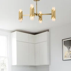 Elstead Kronleuchter Metall Glas 83,8 cm breit Modern verstellbar* Wohnzimmerlampen|Esszimmer Lampen