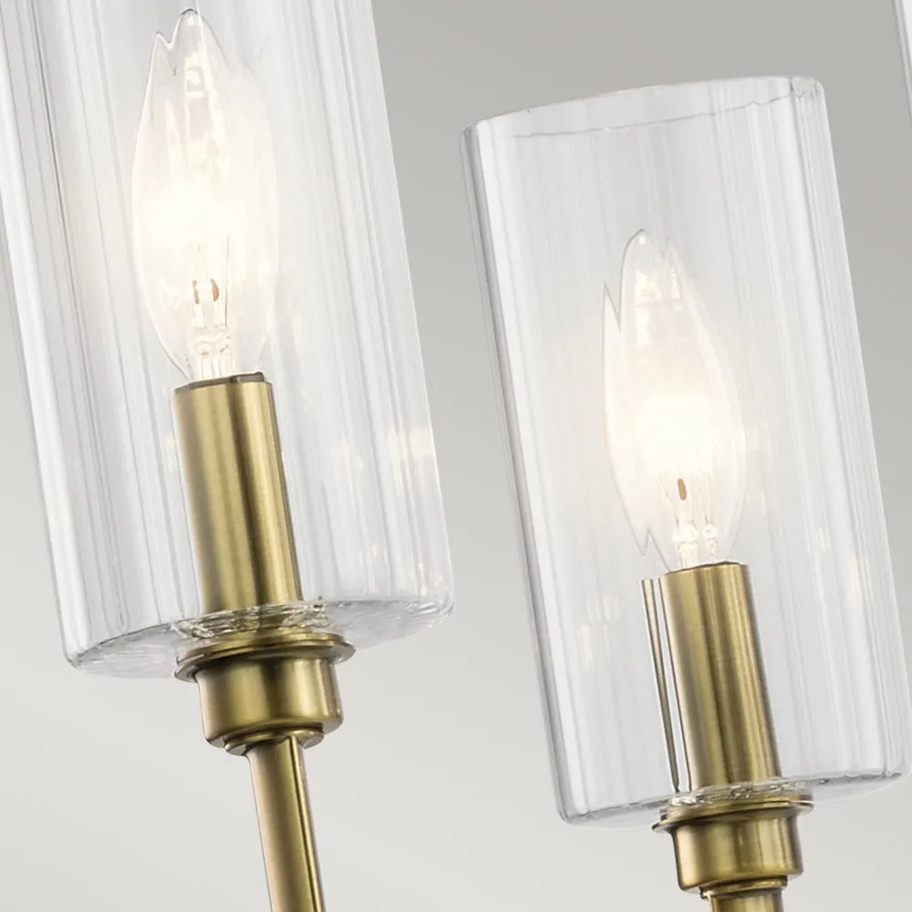 Elstead Kronleuchter Metall Glas B: 68,6 cm Art Déco in Messing CLAVA* Hängelampen|Jugendstil Lampen