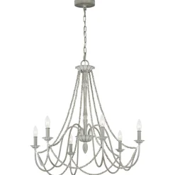 Clearance Elstead Kronleuchter Metall Holzperlen 71,1 cm breit Shabby Grau antik