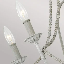 Clearance Elstead Kronleuchter Metall Holzperlen 71,1 cm breit Shabby Grau antik