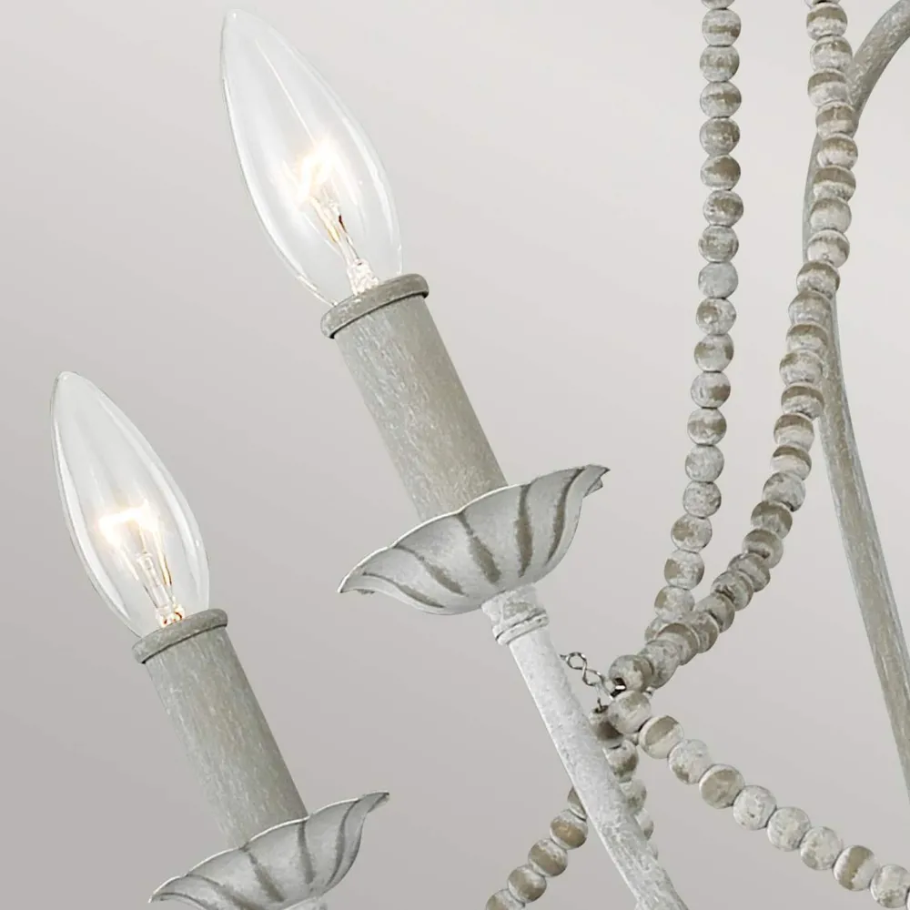 Clearance Elstead Kronleuchter Metall Holzperlen 71,1 cm breit Shabby Grau antik