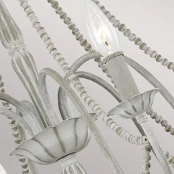 Clearance Elstead Kronleuchter Metall Holzperlen 71,1 cm breit Shabby Grau antik