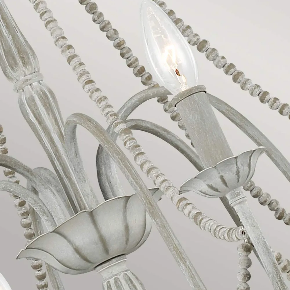 Clearance Elstead Kronleuchter Metall Holzperlen 71,1 cm breit Shabby Grau antik