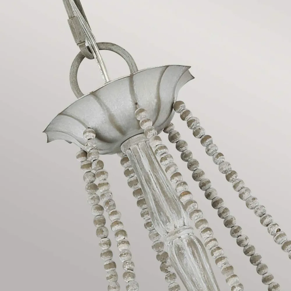 Clearance Elstead Kronleuchter Metall Holzperlen 71,1 cm breit Shabby Grau antik