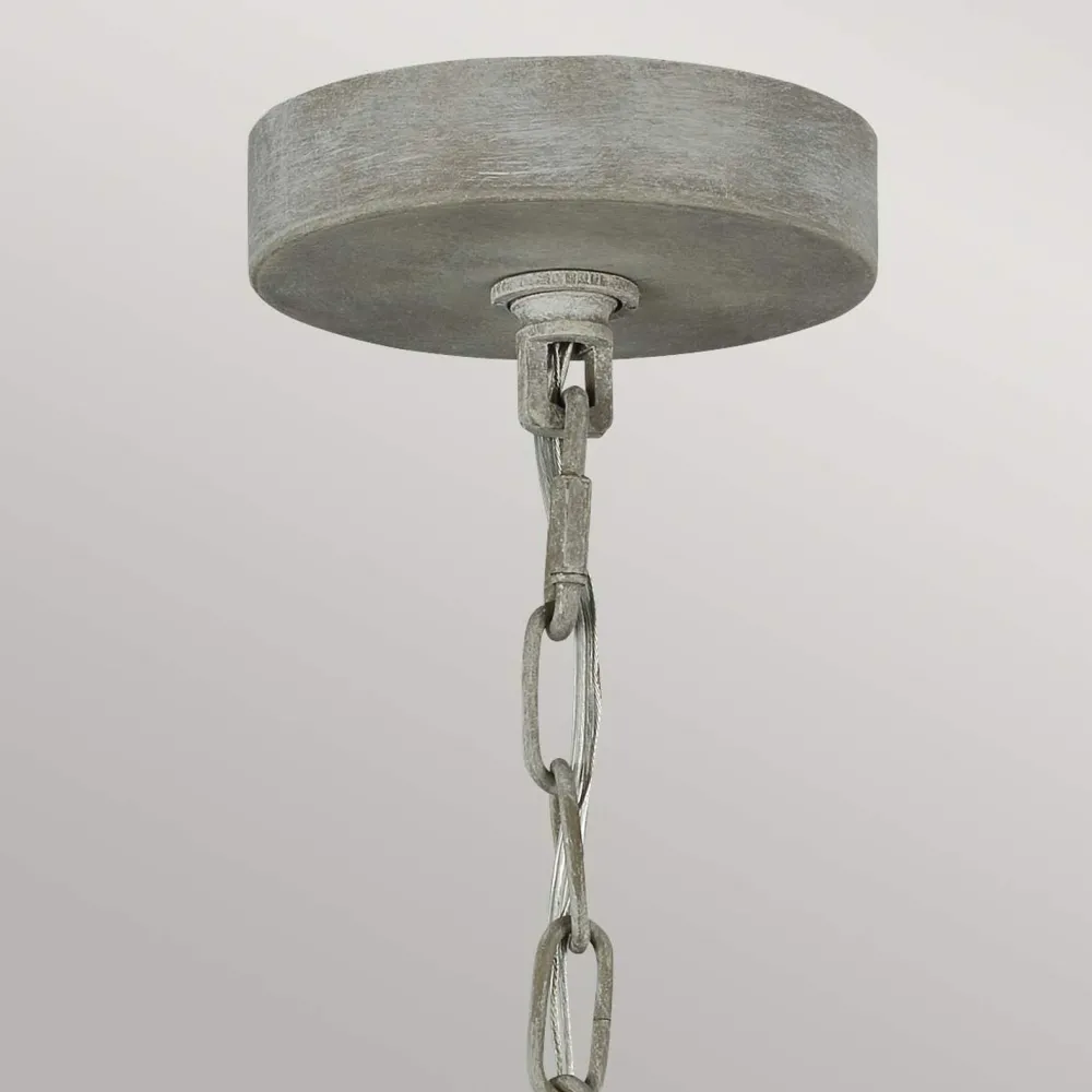 Clearance Elstead Kronleuchter Metall Holzperlen 71,1 cm breit Shabby Grau antik