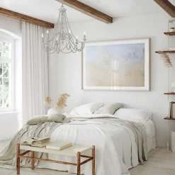 Clearance Elstead Kronleuchter Metall Holzperlen 71,1 cm breit Shabby Grau antik