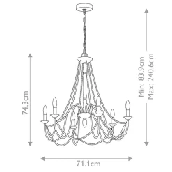 Clearance Elstead Kronleuchter Metall Holzperlen 71,1 cm breit Shabby Grau antik