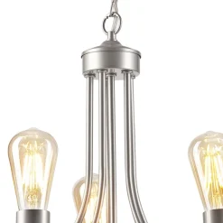 Lamkur Kronleuchter Metall in Silber 5-flammig E27 Ø 45 cm Rustikal* Bürolampen|Rustikale Lampen