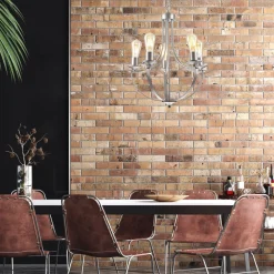 Lamkur Kronleuchter Metall in Silber 5-flammig E27 Ø 45 cm Rustikal* Bürolampen|Rustikale Lampen