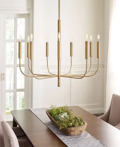 Outlet Elstead Kronleuchter Metall Jugendstil in Messing Ø76cm 9-armig