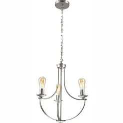 Lamkur Kronleuchter Metall Rustikal Ø 42 cm 3-armig E27 in Silber* Bürolampen|Rustikale Lampen