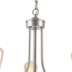 Lamkur Kronleuchter Metall Rustikal Ø 42 cm 3-armig E27 in Silber* Bürolampen|Rustikale Lampen