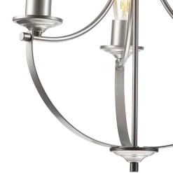 Lamkur Kronleuchter Metall Rustikal Ø 42 cm 3-armig E27 in Silber* Bürolampen|Rustikale Lampen