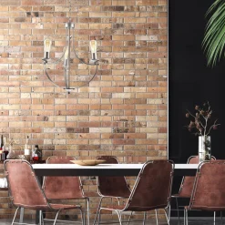 Lamkur Kronleuchter Metall Rustikal Ø 42 cm 3-armig E27 in Silber* Bürolampen|Rustikale Lampen