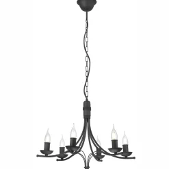 Lamkur Kronleuchter Metall Rustikal 6-armig E14 Schwarz* Hängelampen|Kronleuchter