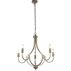 Searchlight Kronleuchter Metall Rustikal Ø 65 cm in Silber 5-armig E14* Hängelampen|Esszimmer Lampen