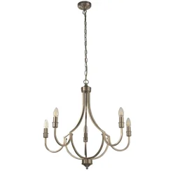 Searchlight Kronleuchter Metall Rustikal Ø 65 cm in Silber 5-armig E14* Hängelampen|Esszimmer Lampen