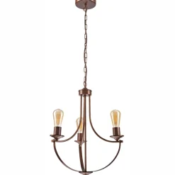 Best Lamkur Kronleuchter Metall Rustikal Ø 42 cm 3-armig E27 Braun