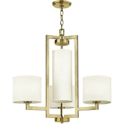 New Elstead Kronleuchter Metall Stoff 62,9 cm breit 4x E27 mit Schirm